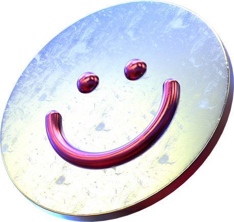 Chrome and Metal Smiley Face